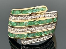 RING GR.18 (CA.56) AUS 925/- SILBER GELBVERG. MIT SMARAGD & ZIRKON SCHMUCKJAGD