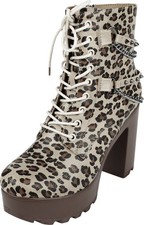 Rock Rebel by EMP Damen Stiefeletten mit Absatz und Plateau im Leo Alloverprint