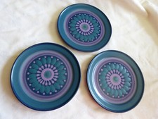 KMK Kupfermühle Keramik 3 Kuchenteller Viola mit blauem Rand