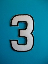 Zahl 3 Stoff 10cm weiß mit