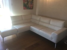 Ledersofa, Ecksofa, cremeweiss