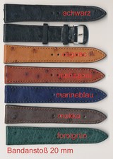 Echtes Straußleder-Uhrenband, 20 mm