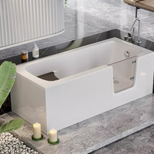 Seniorenbadewanne  Rechteck Badewanne 160x75 mit Tür Ablauf  Schürze