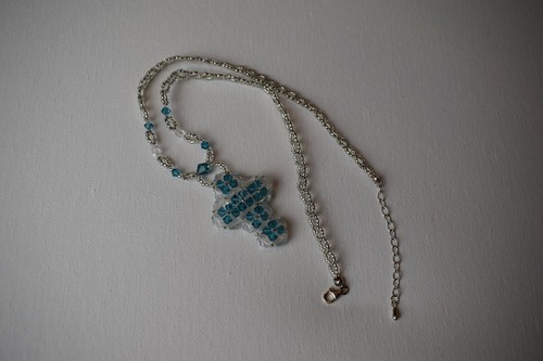 Collier mit kreuz blaue - mit,