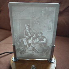 Paar Nachttischlampen mit KPM Plaue? Litophanien Biedermeier