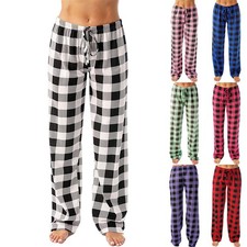 Damen lang pyjama hose kariert - hose,