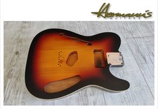 Thinline Tele Alder Body, 3 Tone Sunburst, Cream Bindings, HS Fräsung, 1,63 kg
