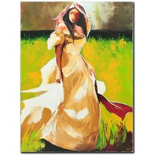 ORIGINAL Acryl Bild Gemälde Frau Abstrakt Malerei Kunst Modern Kleid HANDGEMALT