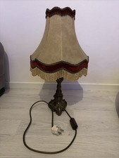 Tischlampe Messingsockel Skandinavischer Stil Lederschirm