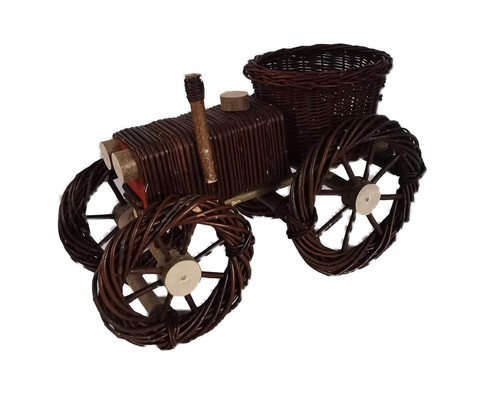 Gartendeko traktor aus weide - gartendeko,