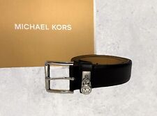 Michael Kors MK Gürtel Schwarz Schnalle Silber Leder Größe S M L mit Tüte NEU
