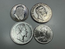 4 Stk SILBER MÜNZE DEUTSCHES REICH 3+5 MARK 1875-1911 + ENGLAND 1891 1/2 KRONE