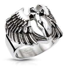 Edelstahl Ring Erzengel Engel Flügel Göttin Biker Rocker Gothic Silber Silver 