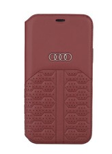 Audi iPhone 12 / 12 Pro A6 Serie Genuine Leather Ledertasche Book Case Rot