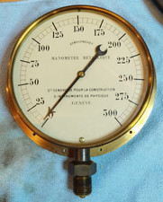 Hist. dekorat. vint. Manometer ~1900 Schweiz S.I.P. genevoise pour la constructi