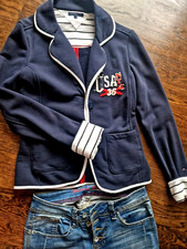 Tommy Hilfiger Sweat Blazer Jacke Blau Dunkelblau S 36 Maritim Sommer Urlaub Top