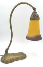 JUGENDSTIL signiert Muller Frere Lunville um 1900 / Tischlampe /Nachttischlampe 