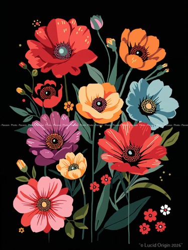 Poster bunte blumen - bunte, grafik