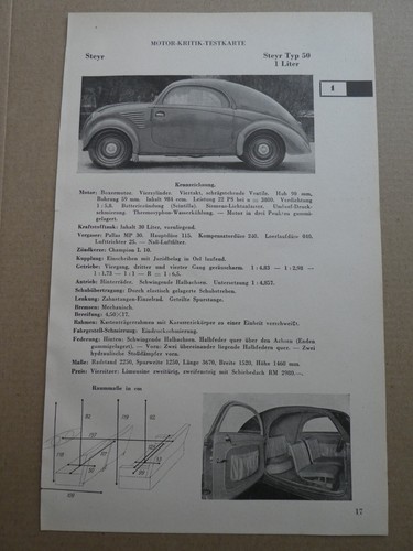 Steyr typ testkarte 1938 - steyr,