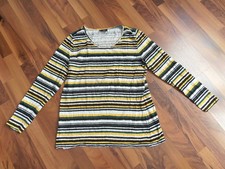 Trendy grün-weiß-schwarz-gelb-gestreiftes Langarmshirt*GINA BENOTTI*Gr. L 44/46*