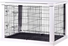 Design Hundekäfig Groß Hundebox Holz Hundehaus Indoor Gitterbox Möbel weiß