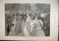 Original alter antiker Druck 1897 Queens Garden Party Buckingham Palace Gäste
