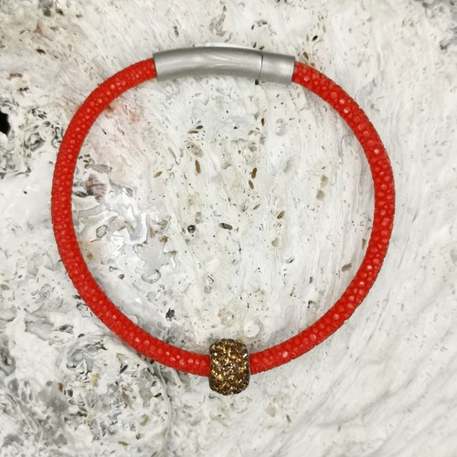 Rochenleder armband rot - rochenleder, 20