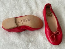 Gallucci Luxus Kinderschuhe, Ballerinas,  Ballettschuhe, Rot, Echtleder Gr.25