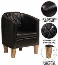 Clubsessel Schwarz Echtes