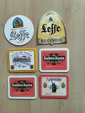 6 Bierdeckel Belgien, Leffe, Huyge Golden-Kenia, Artevelde