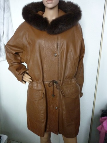 Lederjacke braun mit echtpelz - braun,