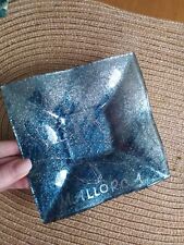 Glasschale "Mallorca" quadratisch blau-silber mit Glitzer, Handarbeit Souvenir