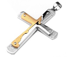 Edelstahl Anhänger 316L Kreuz XXL Jesus Schwarz Kreuzanhänger Jesuskreuz Silber