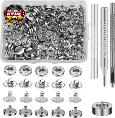 Druckknopf set leder stück - set,