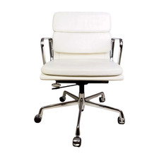 Original Vitra EA 217 Bürostuhl Charles Eames leder weiß Chefsessel