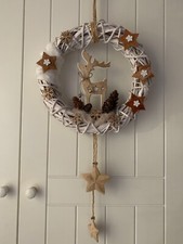 Herbst Winter Kranz Natur Zapfen Reh Sterne Wand Tür Fenster Fell weiß braun