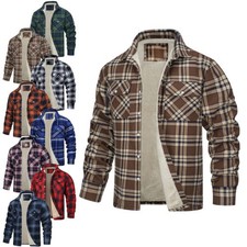 Herren Holzfäller Hemd Kariert Thermo Gefüttert Arbeits Jacke Übergangsjacke