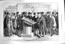 Original alter antiker Druck 1874 Kongress Orientalisten Rosetta Stone britisch 19.