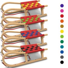 Kathrein Rodel Familienrodel Einsitzer Schlitten Holzschlitten Gurtensitz rot 