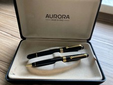 Aurora 88 Füllfederhalter, Aurora Kugelschreiber 88, Schwarzes Edelharz, Vergold