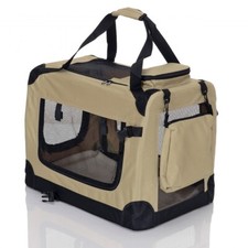 Faltbare Hunde Transportbox Tragetasche Haustiere, Größe S 50x34x34 BEIGE