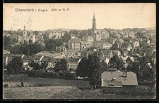 Eibenstock, Ansichtskarte, Ortspanorama 1909 