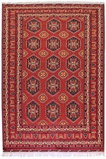 Teppich Orient Afghan 200x300 cm 100% Wolle Handgeknüpft Carpet Rug gelb rot