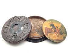 Wohl antike Schnupftabak Dose mit Asiatischem Bild Snuff Box Holz Tabak