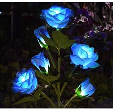 2x  LED SOLAR POWER ROSE BLUME