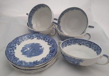 ENOCH Wedgwood Woodland blau 5 Suppentassen 6 Untere