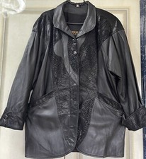 MODELLO/Echtlederjacke & Wildlederdetails,Schwarz,knopfen,2Taschen,Gr:D-40/46-48