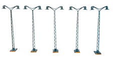 5x Leuchte HO - Gittermastleuchte zweiseitig - dunkelgrau  14,1 cm - H0 HO 1:87