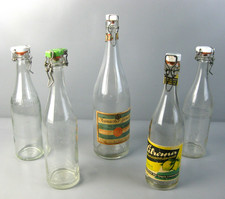 5 x alte Glasflasche mit