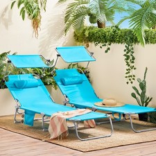 B-waren 2-er Set Sonnenliege mit Sonnendach Gartenliege OGS48-Bx2-bwaren